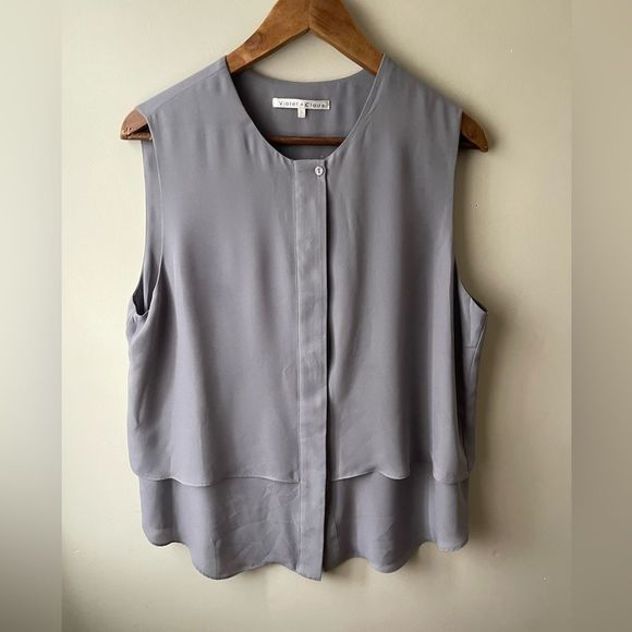 Violet & Claire Tops - VIOLET + Claire grey sleeveless layered blouse large